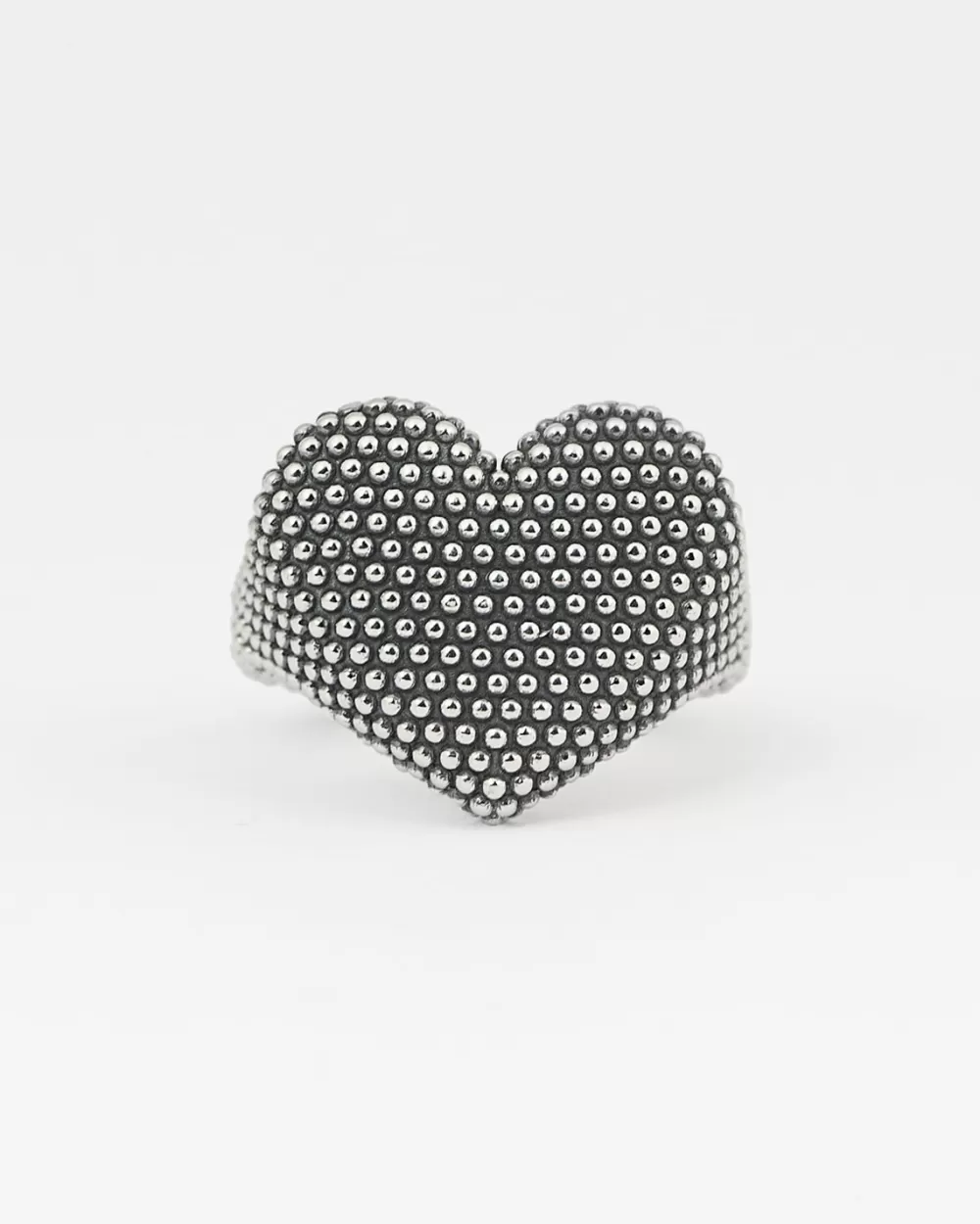 Nove25 Anello Chevalier Cuore Puntinato In Argento
