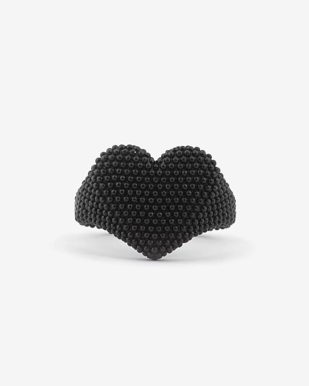 Nove25 Anello Chevalier Cuore Puntinato Total Black