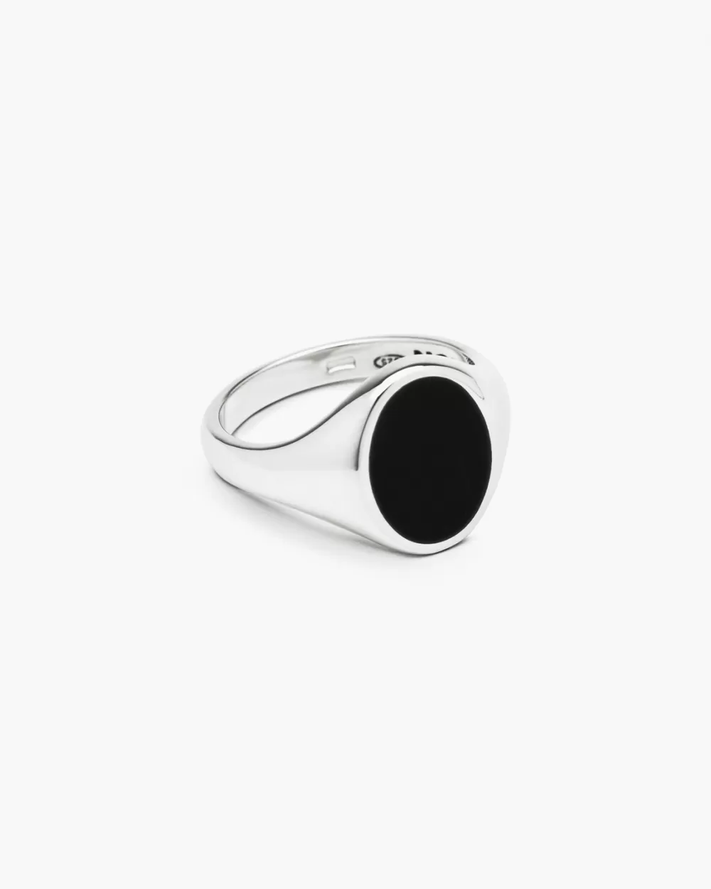 Nove25 Anello Chevalier Ovale In Argento Con Smalto Nero