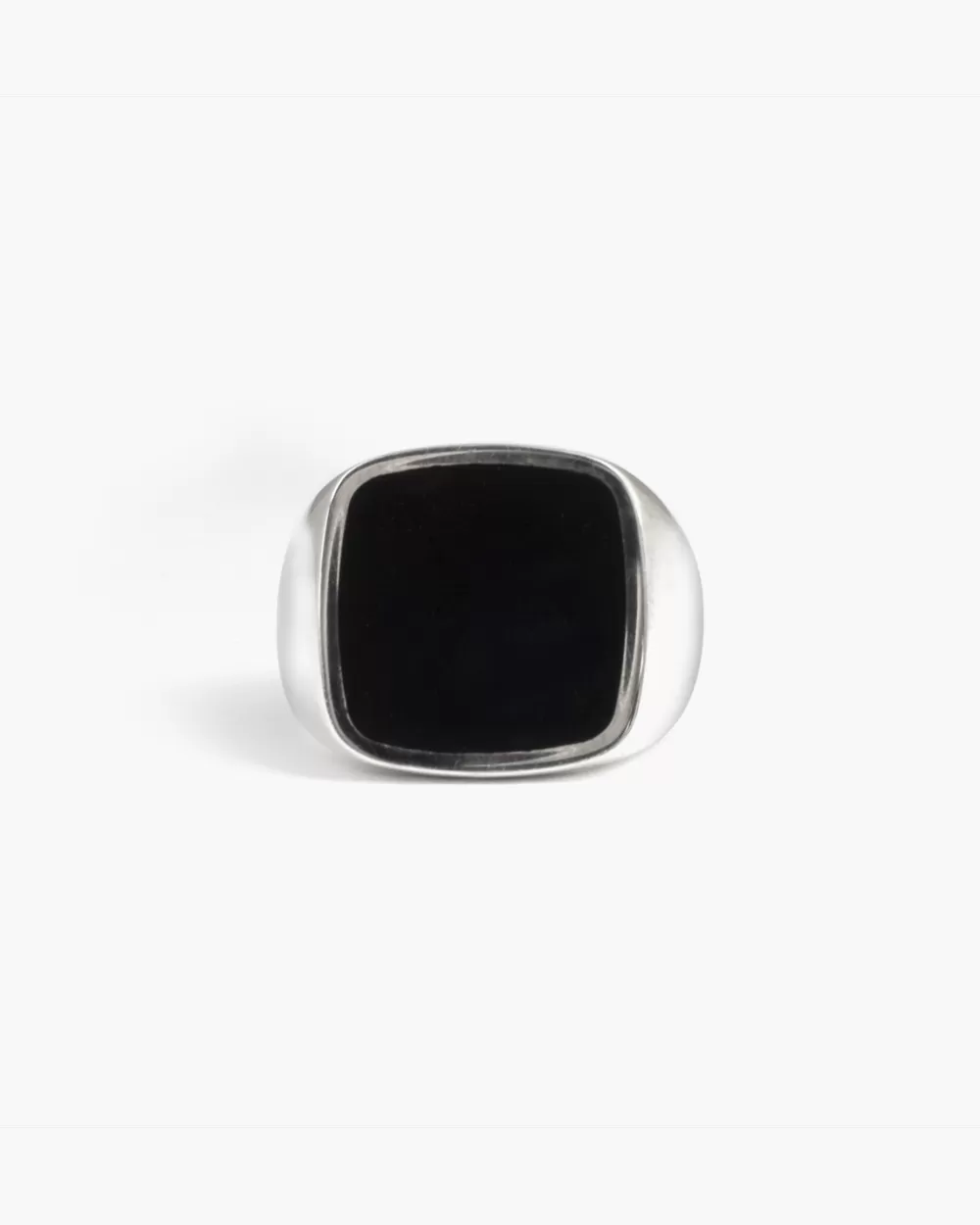 Nove25 Anello Chevalier Quadrato In Argento Con Smalto Nero