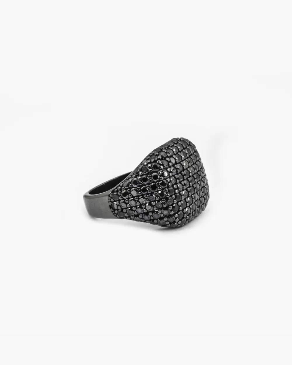 Nove25 Anello Chevalier Quadrato Nero Con Brillanti