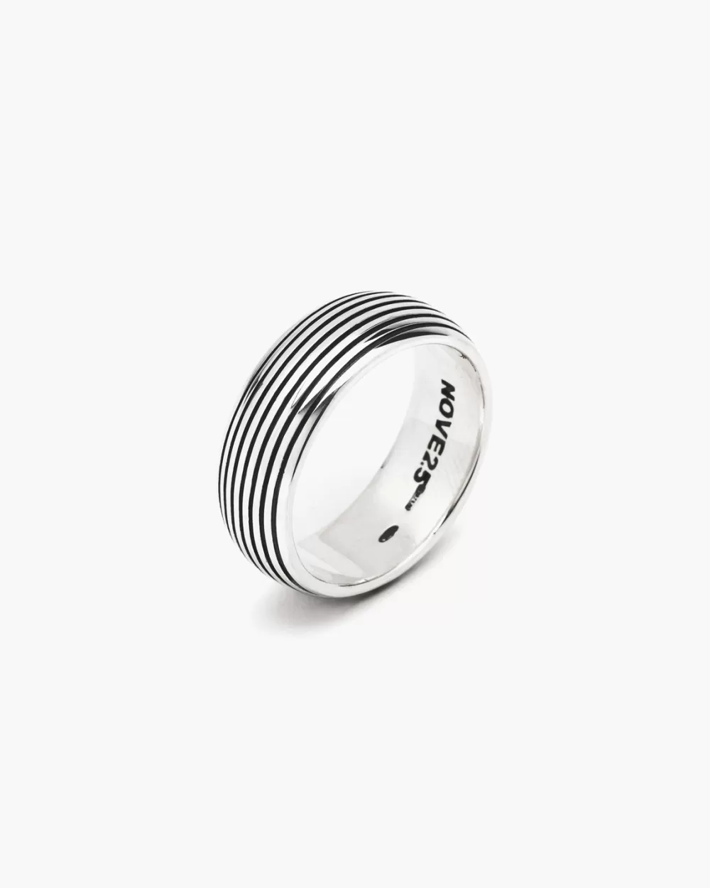 Nove25 Anello Fascia Rigata In Argento