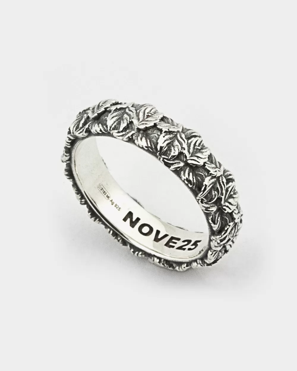 Nove25 Anello Fede Foglie In Argento