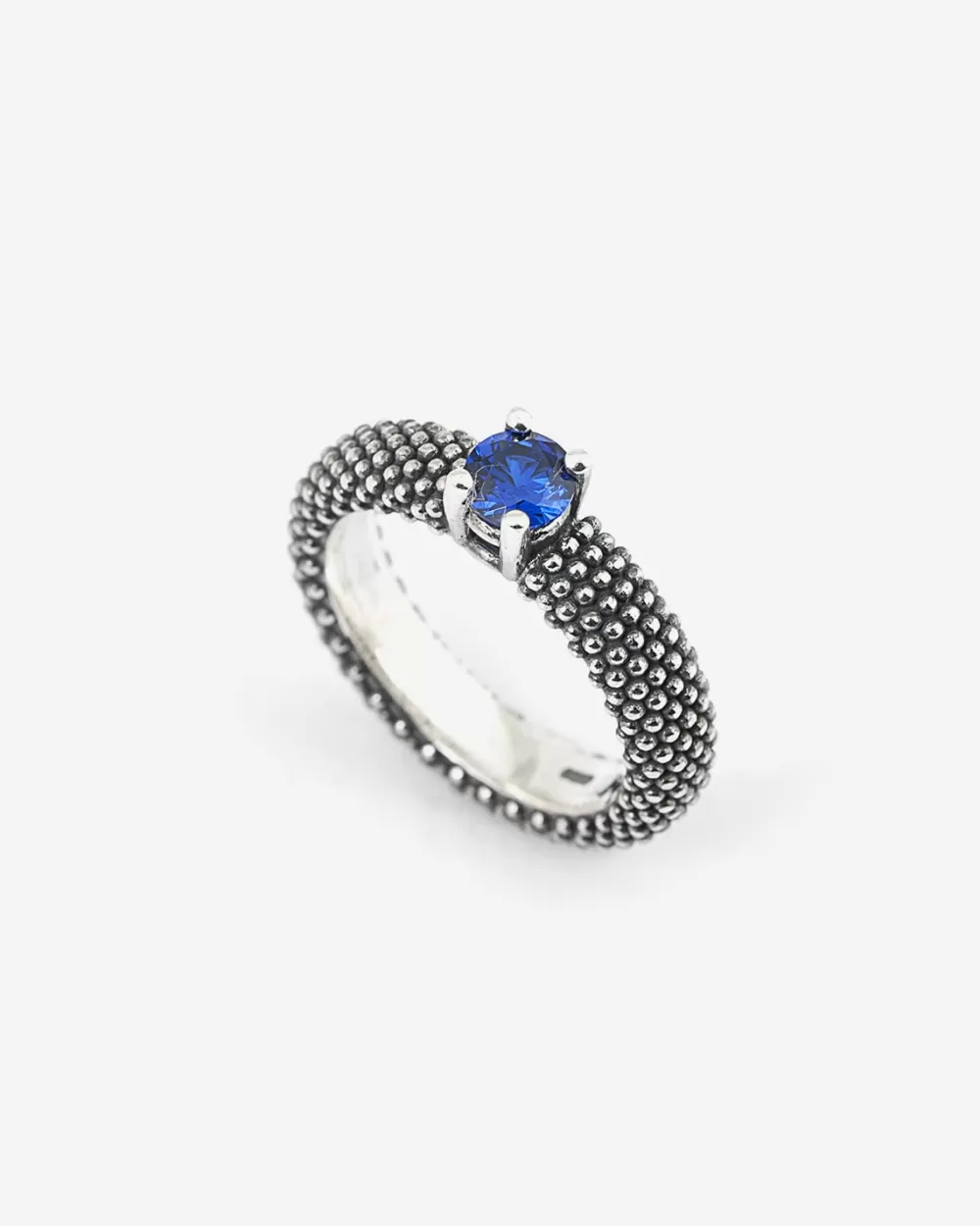 Nove25 Anello Fede Solitario Puntinata Con Brillante Blu