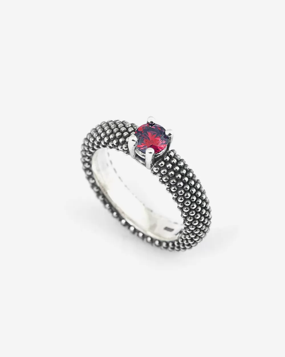 Nove25 Anello Fede Solitario Puntinata Con Brillante Rosso
