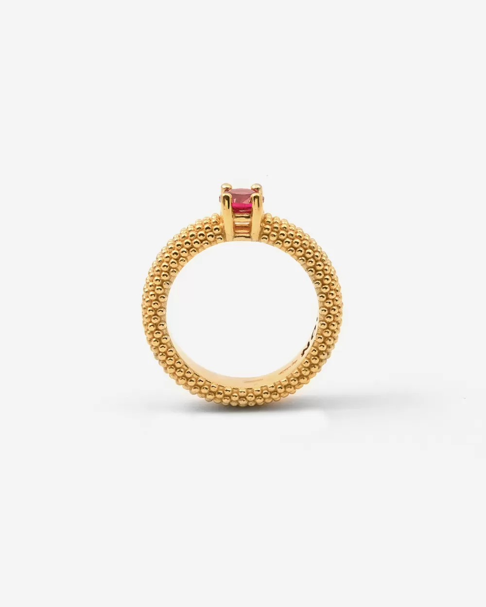 Nove25 Anello Fede Solitario Puntinato Placcato Oro Con Brillante Rosso