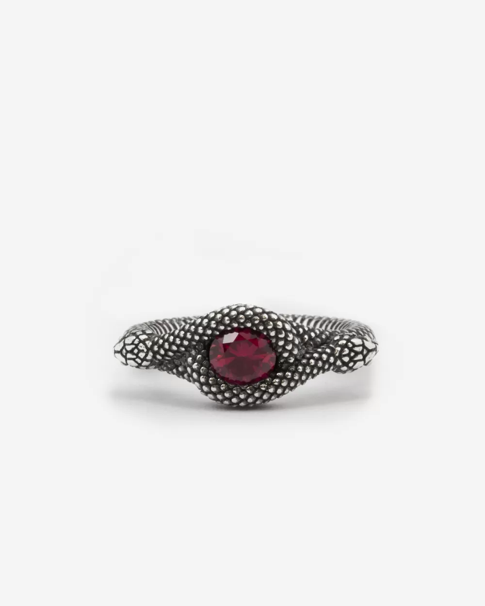 Nove25 Anello Fedina Solitario Serpente Con Pietra Rossa