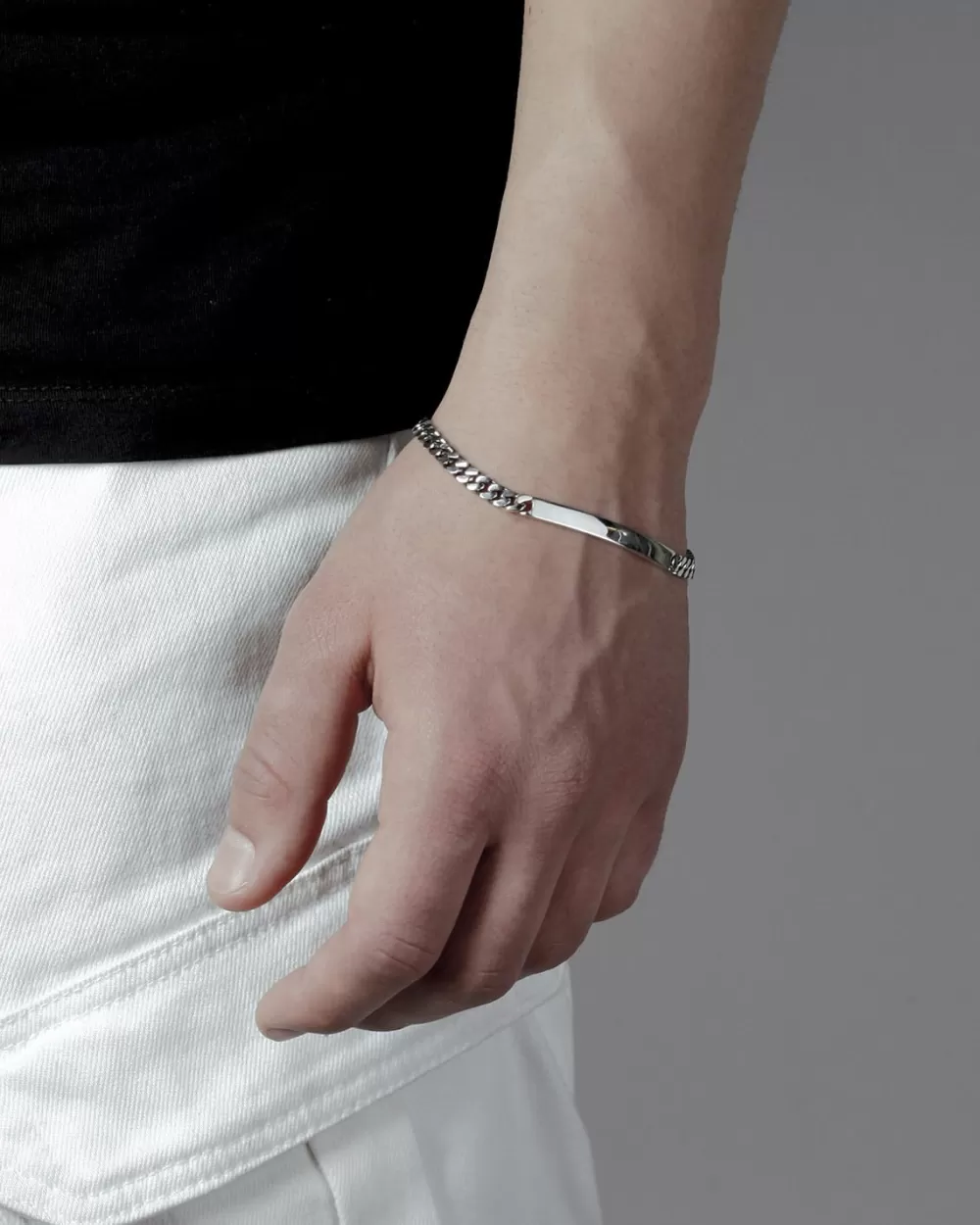 Nove25 Bracciale Grumetta Quadrata Con Targa Filo 150 Custom