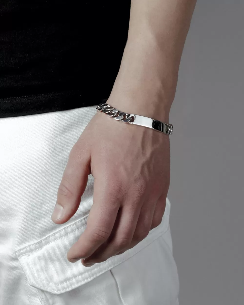 Nove25 Bracciale Grumetta Quadrata Con Targa Filo 300