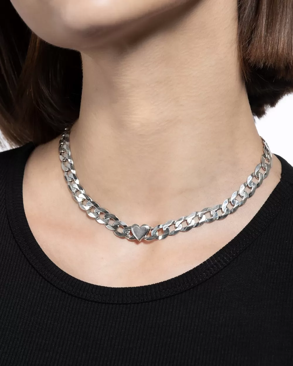 Nove25 Collana Choker Grumetta Con Cuore In Argento