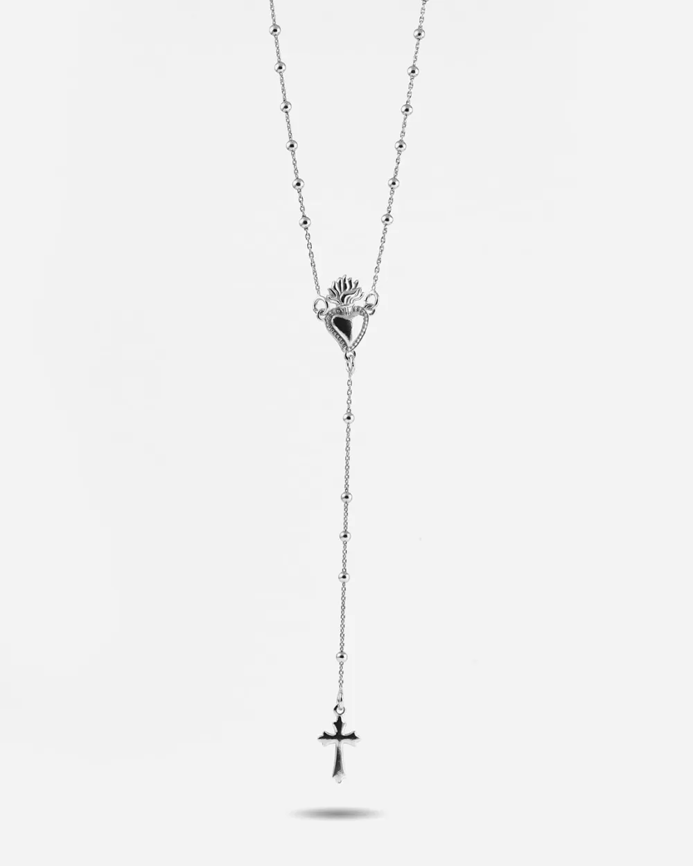 Nove25 Collana Rosario Cuore Ex-Voto E Croce Gotica