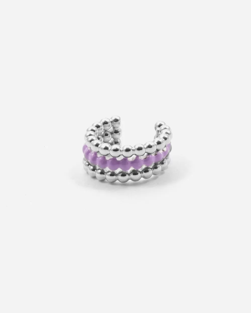 Nove25 Ear Cuff Orecchino Senza Buco Palline Tre Giri Smalto Lilla
