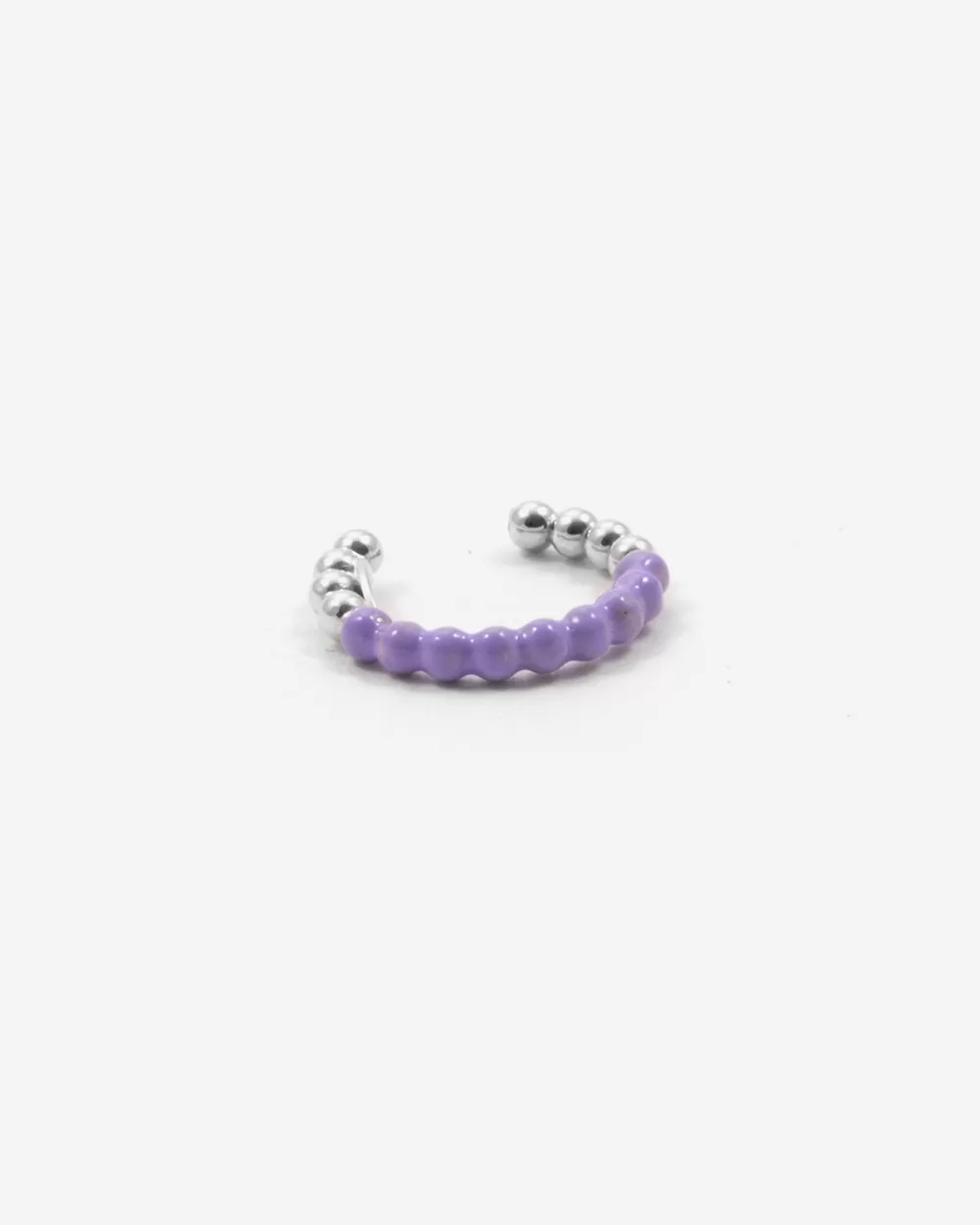 Nove25 Ear Cuff Orecchino Senza Buco Palline Un Giro Smalto Lilla