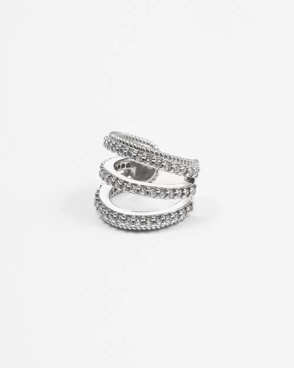Nove25 Ear Cuff Triple Tie In Argento Con Brillanti