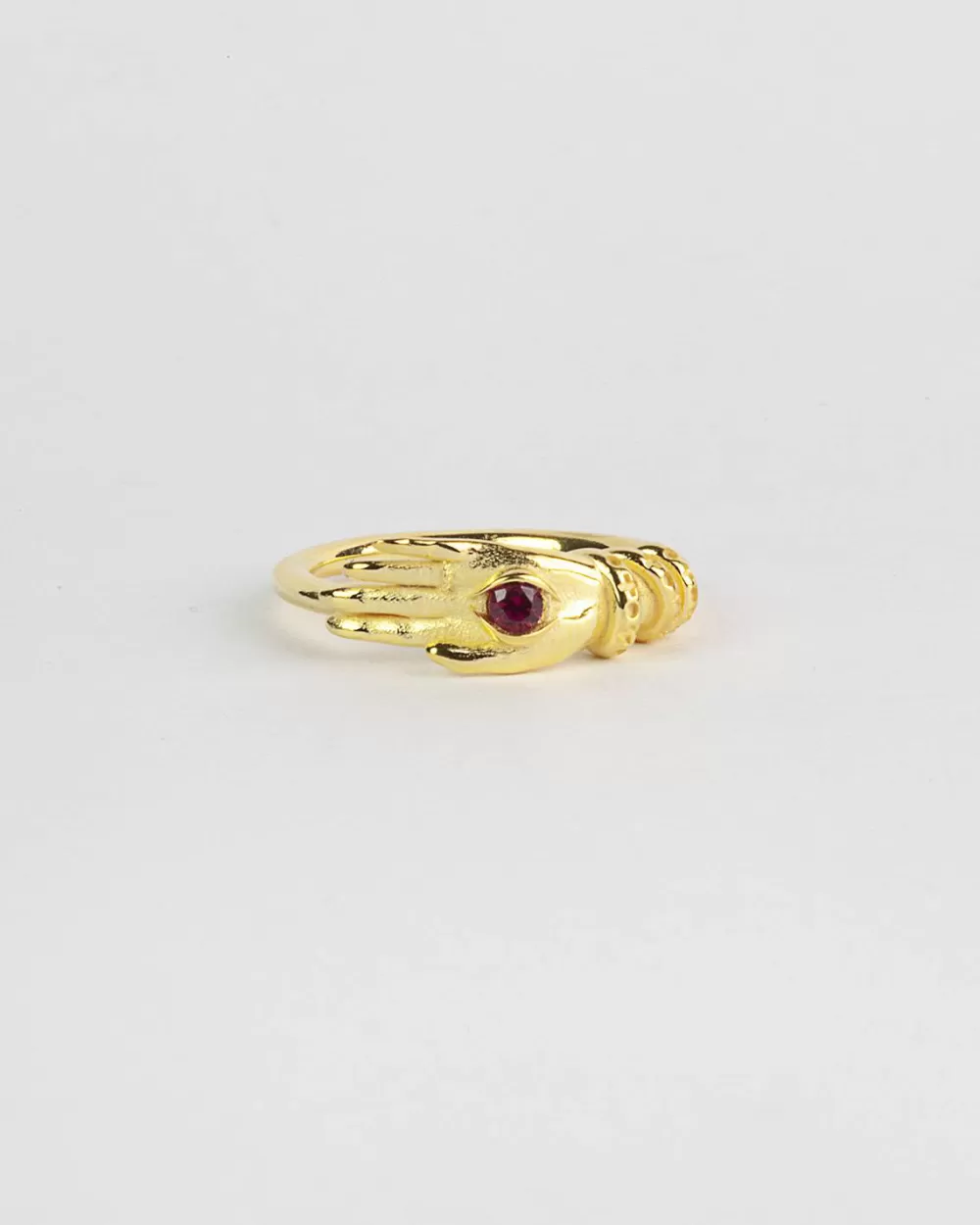 Nove25 Fedina Talismano Occhio Placcata Oro Con Pietra Rossa