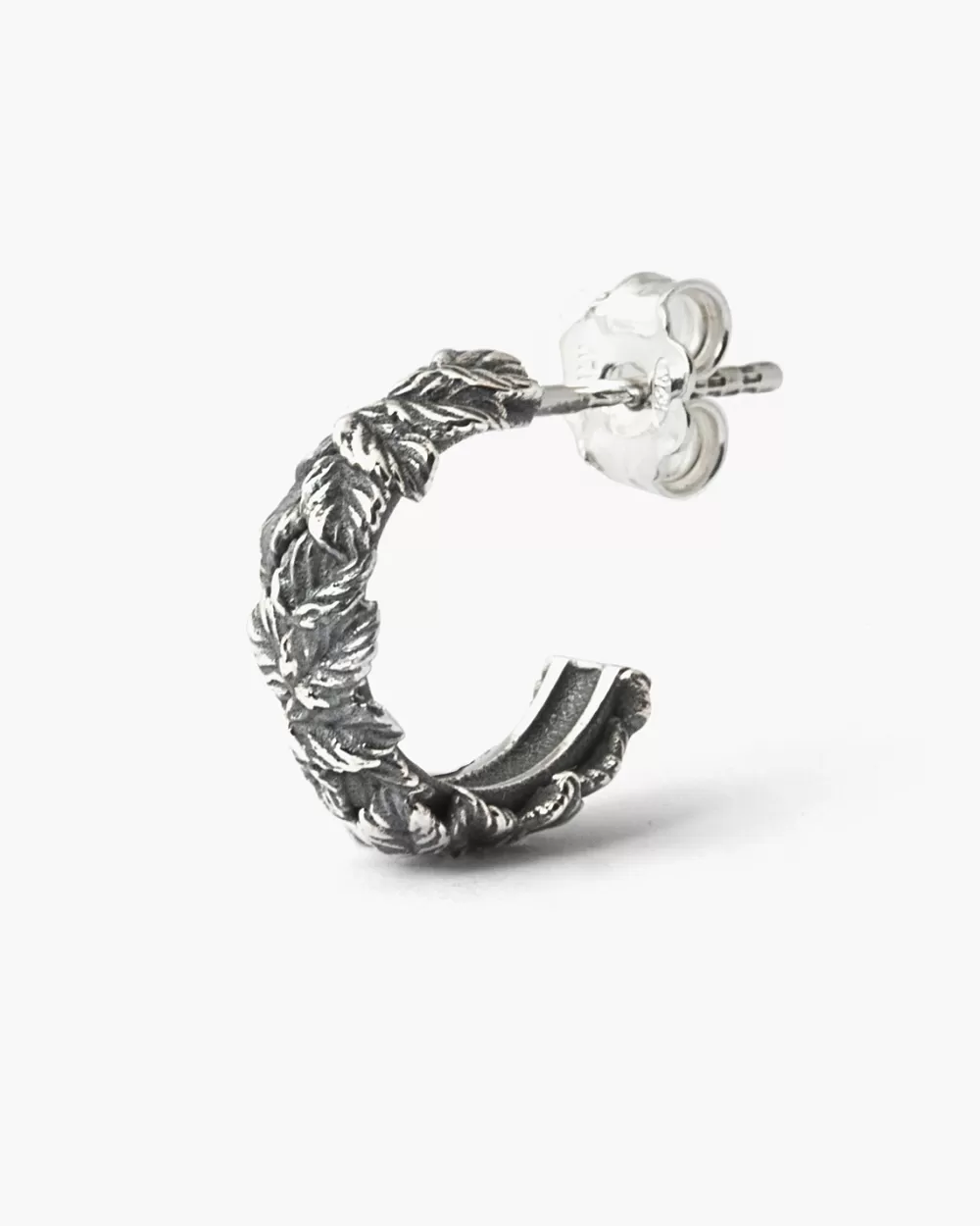 Nove25 Orecchino A Cerchio Foglie Piccolo In Argento