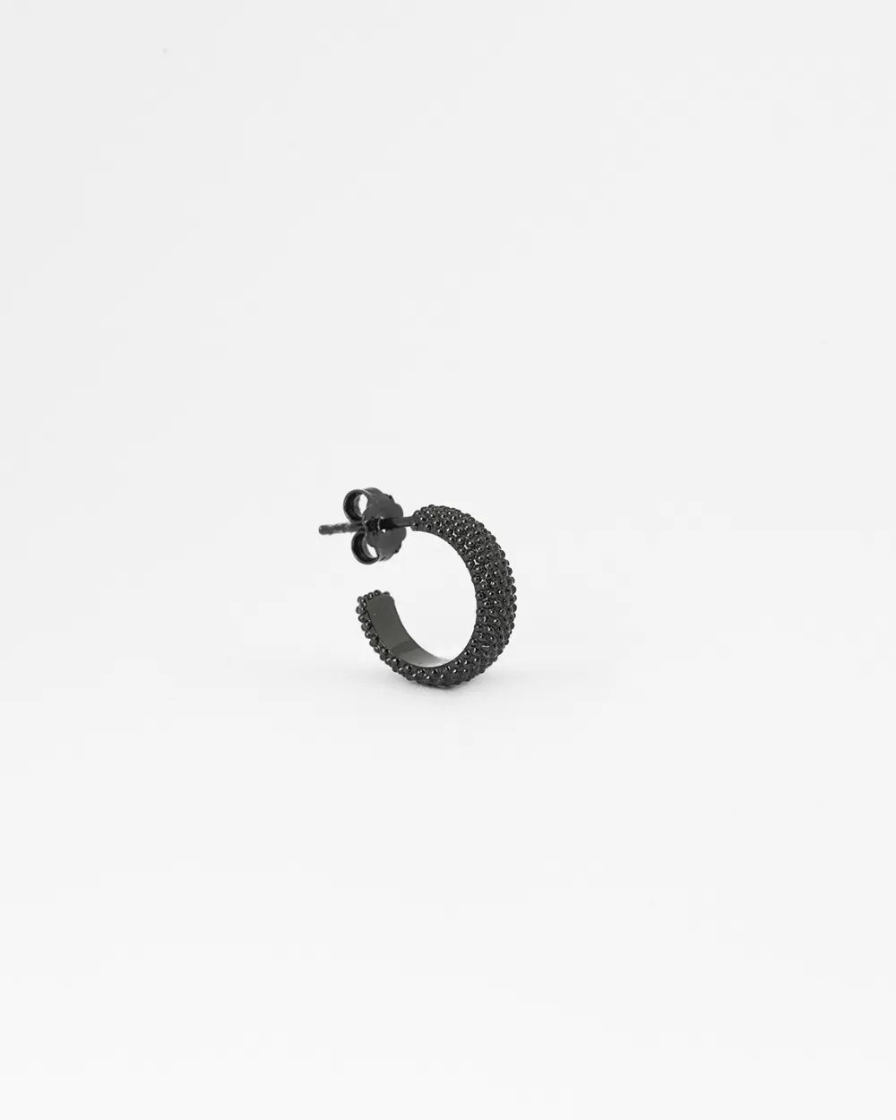Nove25 Orecchino A Cerchio Piccolo Puntinato Total Black