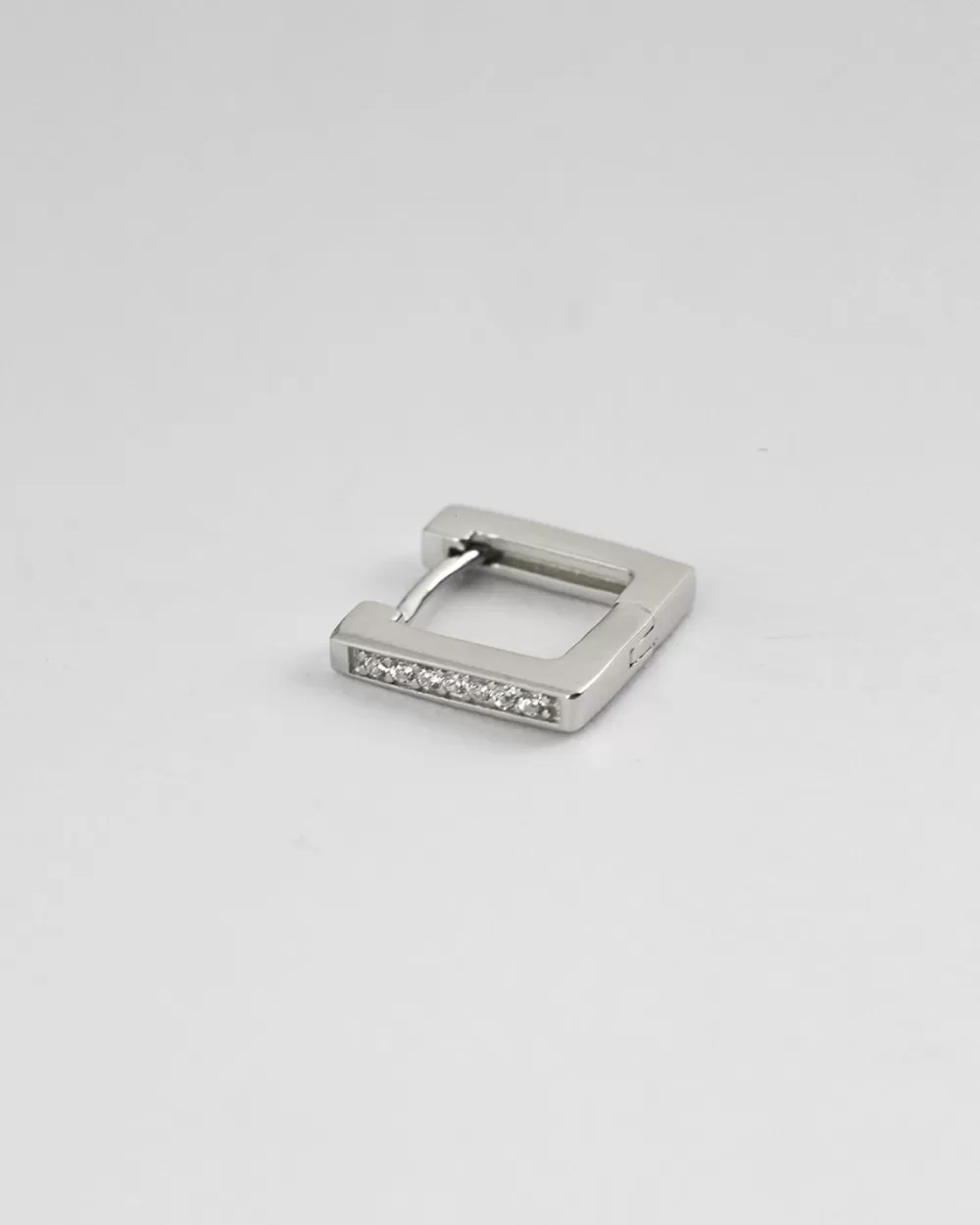 Nove25 Orecchino Quadrato Con Brillanti In Argento Rodiato