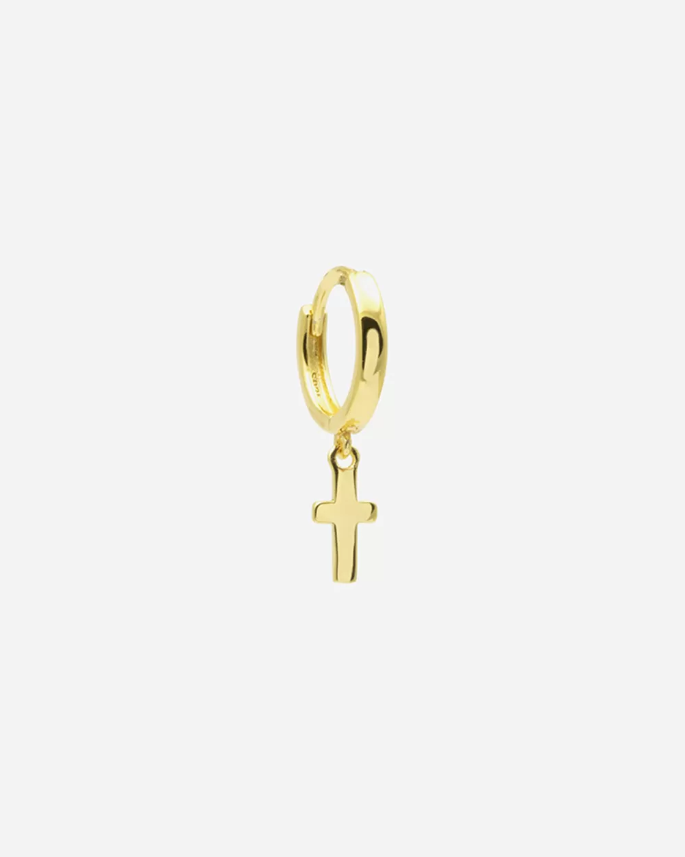 Nove25 Orecchino Singolo Cerchio Croce Piccola Pendente / Oro Giallo Lucido