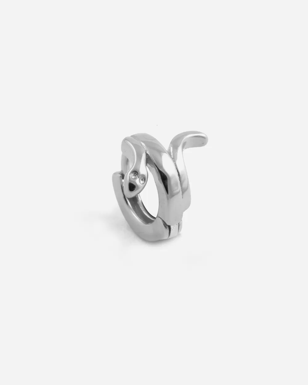 Nove25 Orecchino Singolo Cerchio Piercing Snake / Rodio Lucido