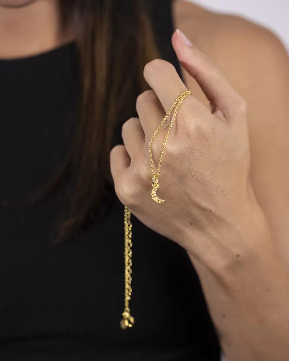 Nove25 Pendente Charm Luna Puntinata / Oro Giallo Lucido